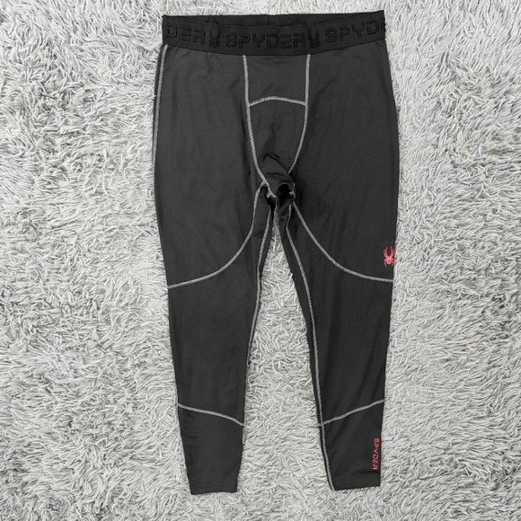 Spyder Pants Spyder Active Leggings Mens Xl Black Red Proweb Baselayer Stretch Quickdry